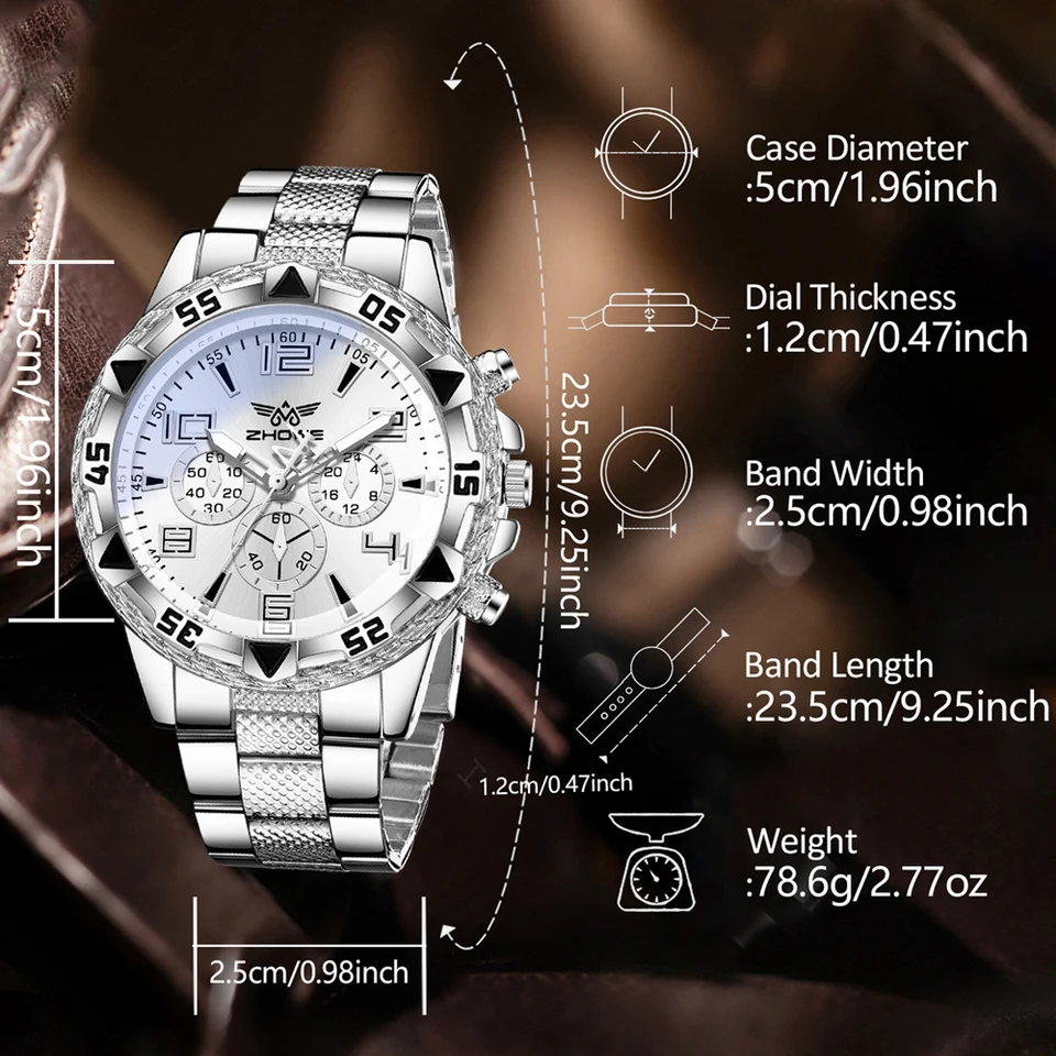 Men's Quartz Watch Set With Bracelet Necklace And Ring For Men_voghion.com
