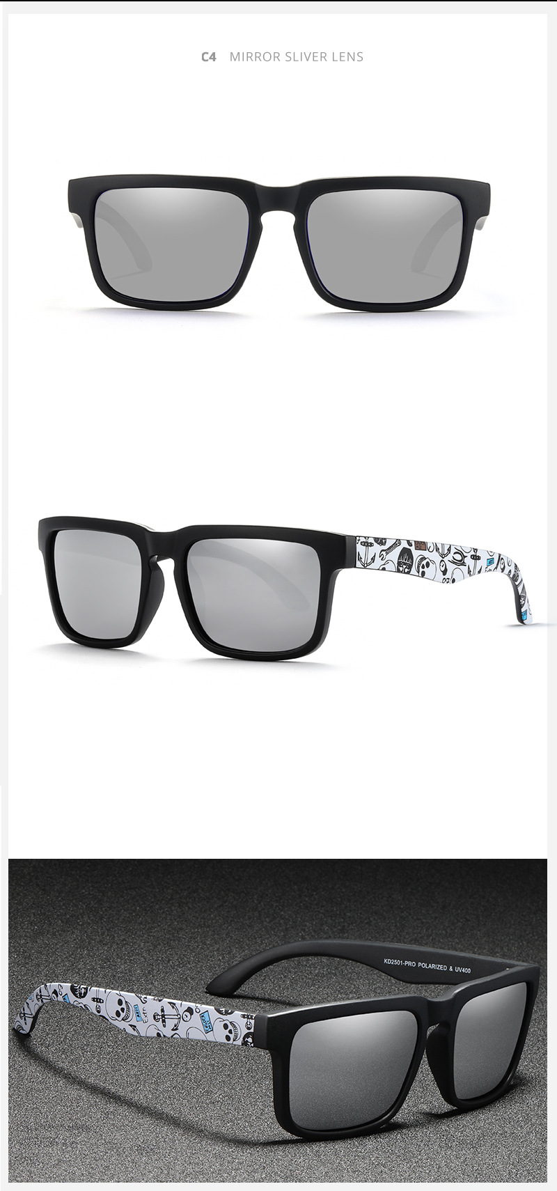 KDEAM Occhiali da sole polarizzati colorati con vera pellicola Occhiali da sole casual con scatola Occhiali alla moda colorati KD2501PRO_voghion.com