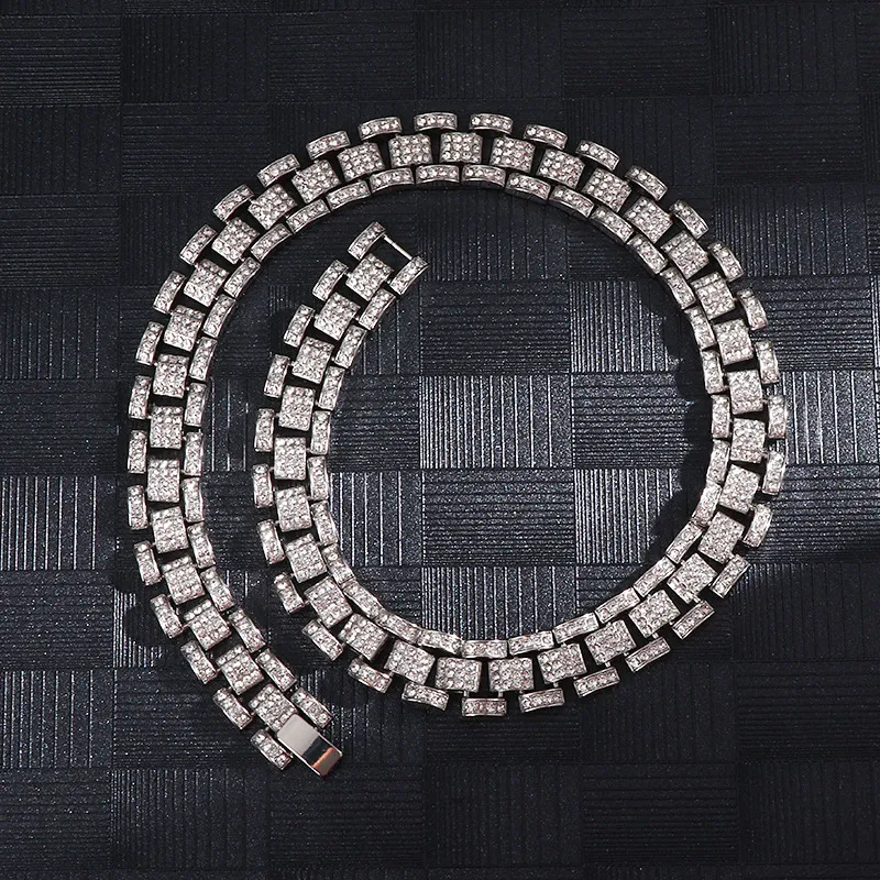 16MM Prong Link Chain Hip Hop Men iced out paris chain Rhinestone Paved Miami Rhombus Cuban Necklace_voghion.com