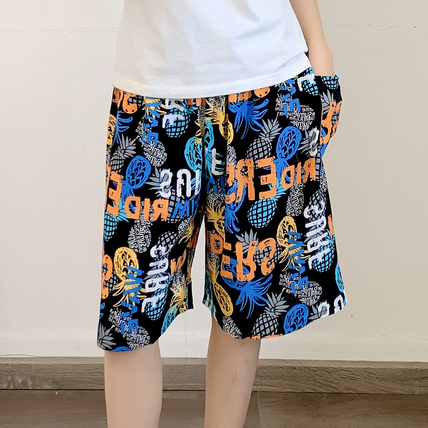 Men's Sleep Cotton pajama pants Thin rayon shorts Baggy plus quarter pants beach pants_voghion.com