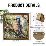 8x8" Vintage Blue-Gray Bird Wood Sign - Polished Farmhouse Wall Art For Home/Office, Lightweight & Horizontal_voghion.com