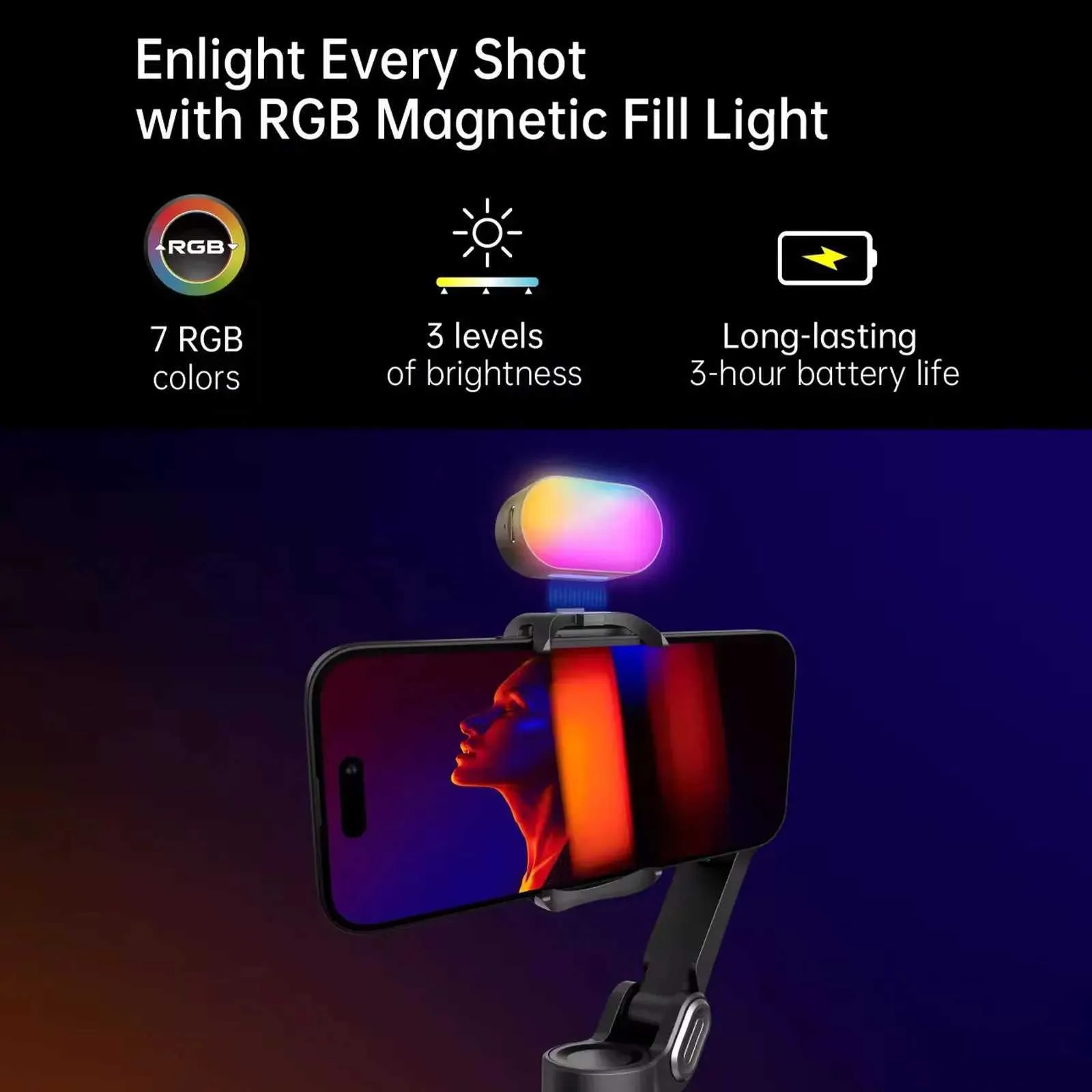 AOCHUAN Smart XE Kit Gimbal Stabilizer For Smartphone IPhone Video Recording Magnetic Fill Light 3-Axis Foldable Android_voghion.com