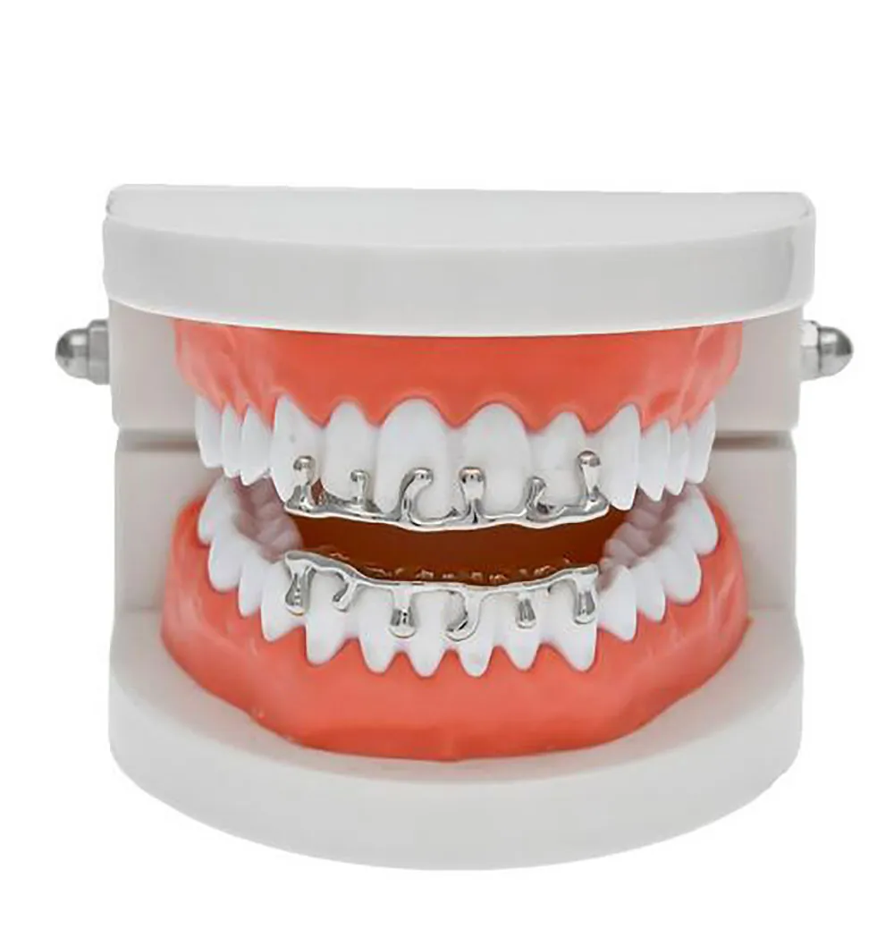 Mode Hip Hop Lava Grillzs vergoldet oben und unten Vampirzähne Grillz Rock Punk Rapper Zubehör mit 2 Silikon_voghion.com