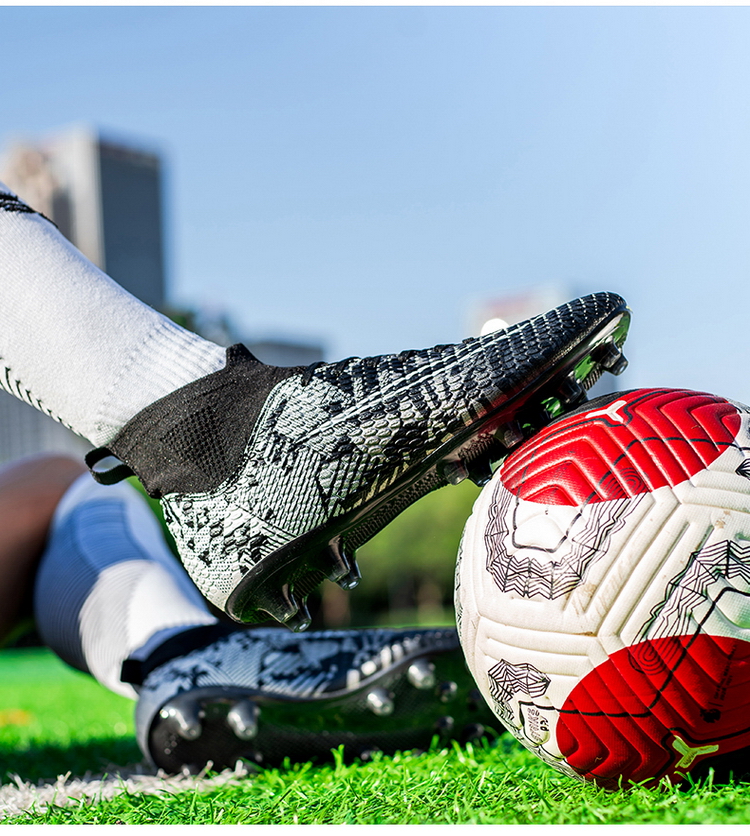 Cleats Men Soccer Shoes Football Boots Grass Training Match Sneakers Ultralight Non-Slip Long Spikes Unisex_voghion.com