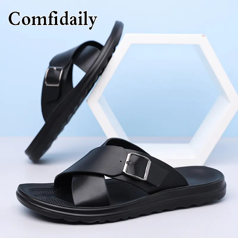 Leren heren slippers voor strand en casual gebruik_voghion.com