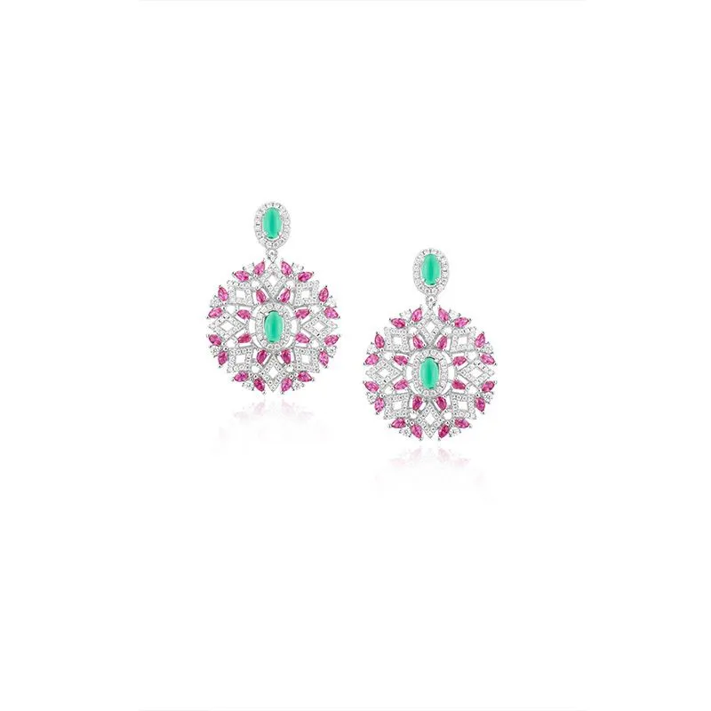 Orecchini pendenti con fiori di cristallo alla moda, collana girocollo, gioielli da sposa, regalo_voghion.com