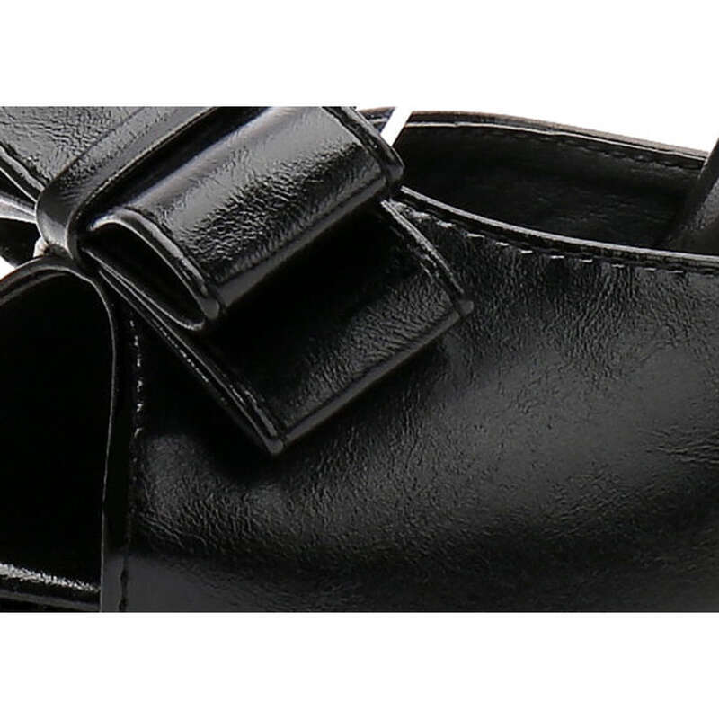 Ultrahohe, schmale Absätze, Fischmaul, hohle Sandalen, wasserdichte Plattform, Rückengurt, Fliege aus Leder, Damenschuhe_voghion.com