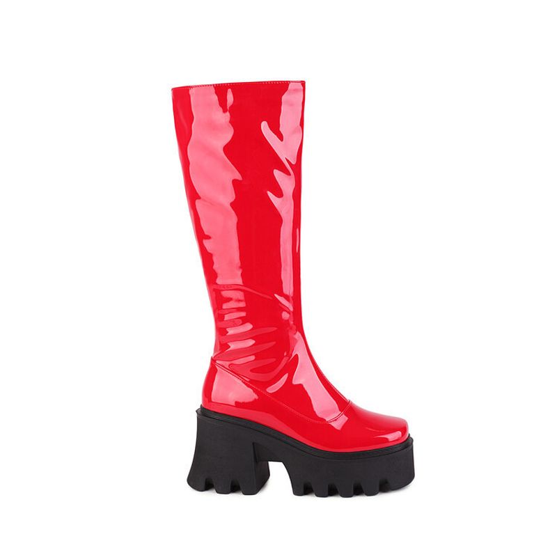 New long boots with round heads, thick soles and side zippers for women_voghion.com