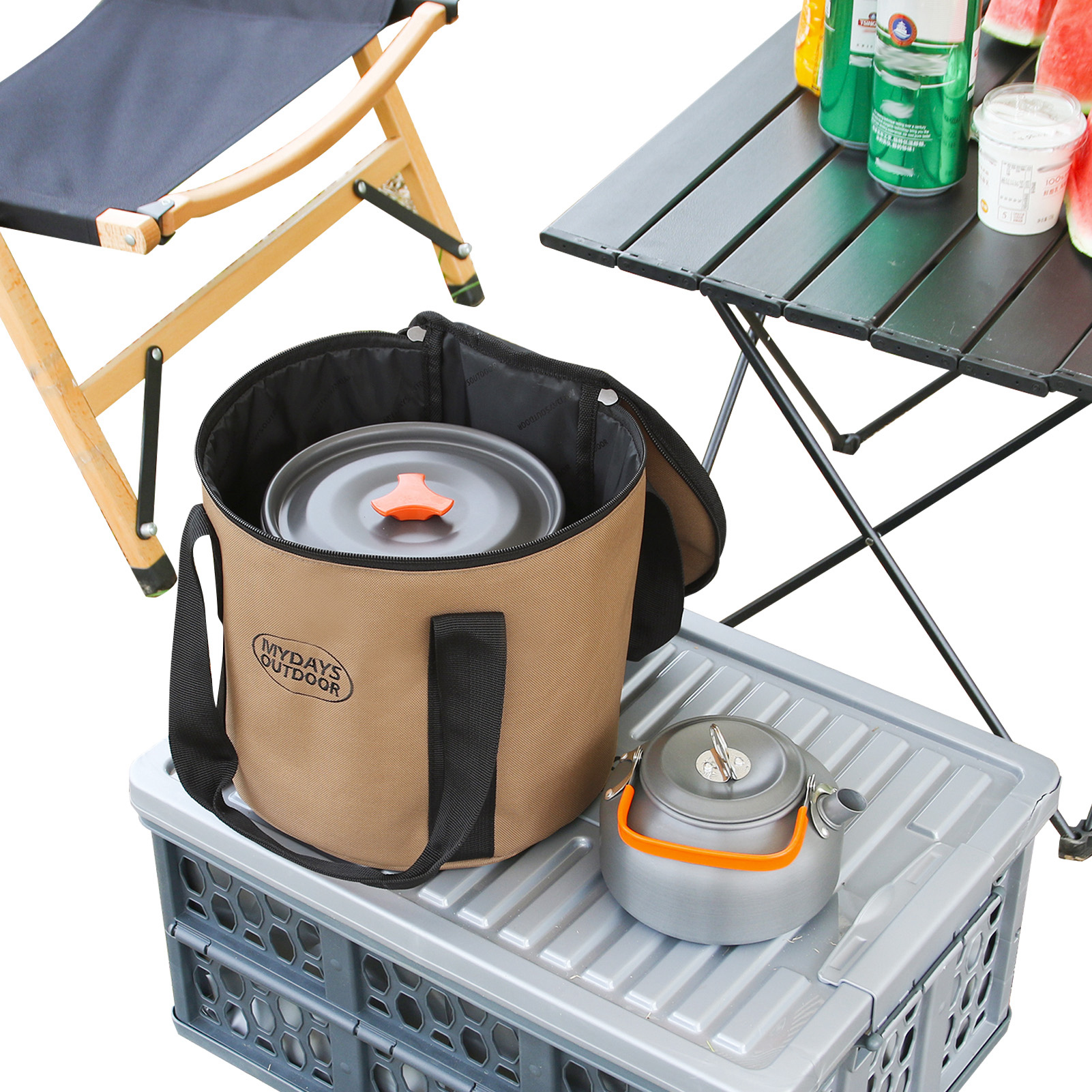 Organizer per riporre gli utensili da cucina da campeggio, borsa portaoggetti per fornelli da campeggio, organizer portatile per utensili da cucina con cerniera, custodia multifunzionale_voghion.com