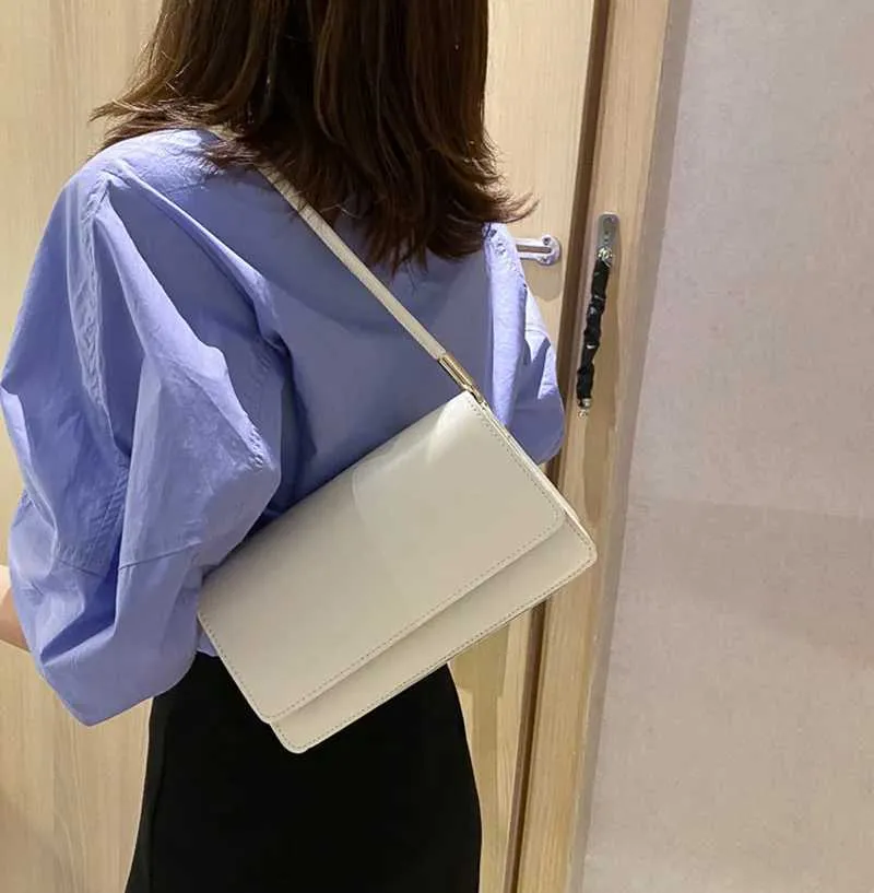 Yeni Moda Kadın Omuz Çantaları Basit Düz Renk Koltuk Altı El Çantası El Çantası El Çantası ClutchC241104_voghion.com