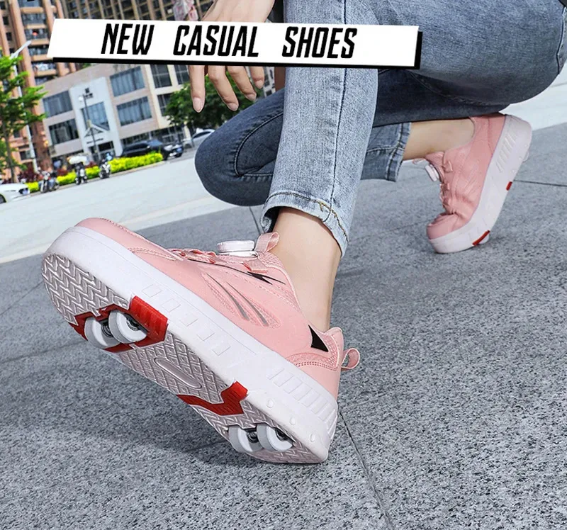 Patins de 4 rodas Deformation Double Row com rodas Tênis de skate de dupla finalidade 240701_voghion.com