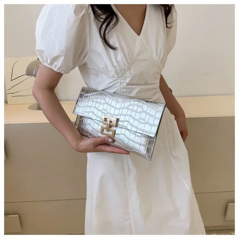 Pochette da sera per donna in argento, borse a busta, alla moda, in pelle PU, portafoglio, per feste di matrimonio, borsa da ballo 240924_voghion.com