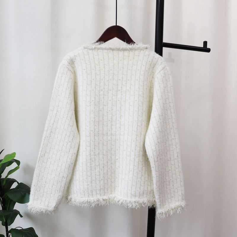 Damenbekleidung Nerzfleece-Pulloverjacke Herbst Winter lockerer kleiner Duftstil weich und klebrig Temperament_voghion.com
