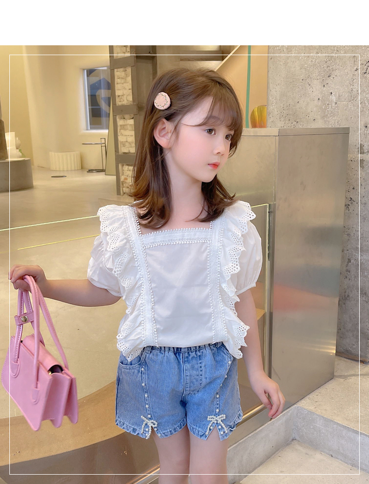 Mother & Kids Girls jeans 2024 new style children's pants summer beaded fashion hot pants Korean version thin pants children's shorts_voghion.com