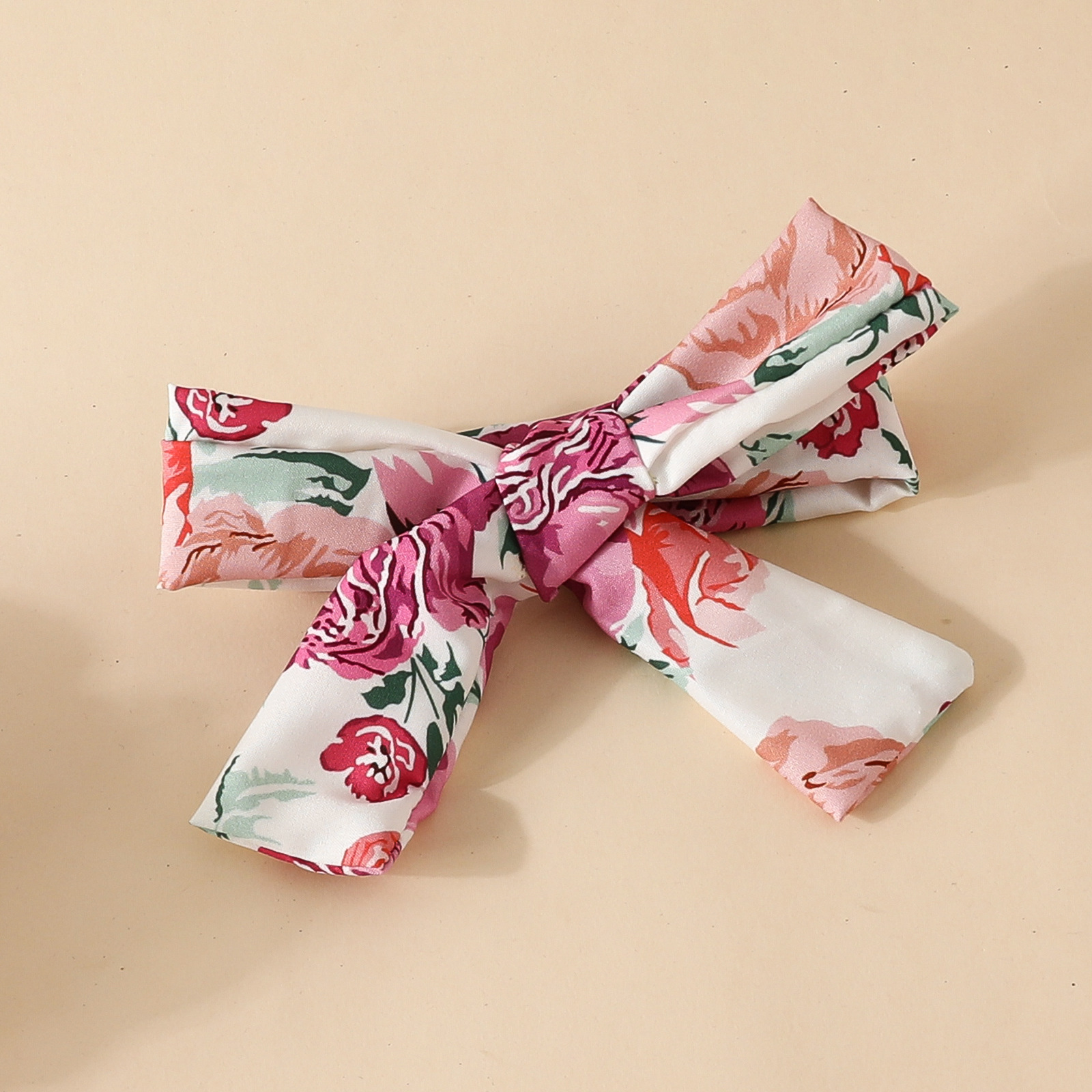 Mother & Kids Baby long-sleeved trousers four-piece set Newborn long-sleeved triangle romper flower bow flared trousers hat headband_voghion.com