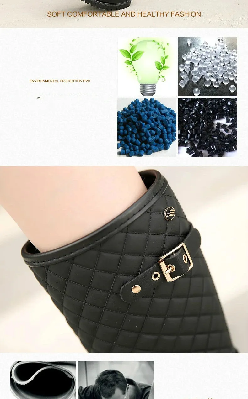 Fashion High Quality Water Shoes Warm Plaidlady Womens Rain Boots 241126_voghion.com