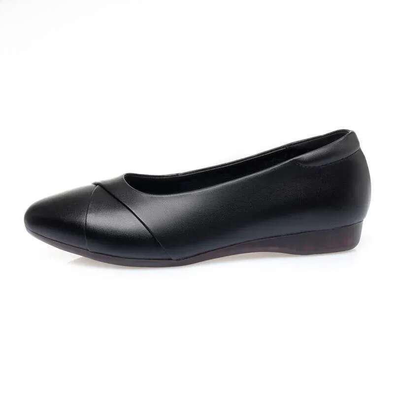Genuine Leather Women's Loafers Comfortable Slip-on Ballet Flats_voghion.com