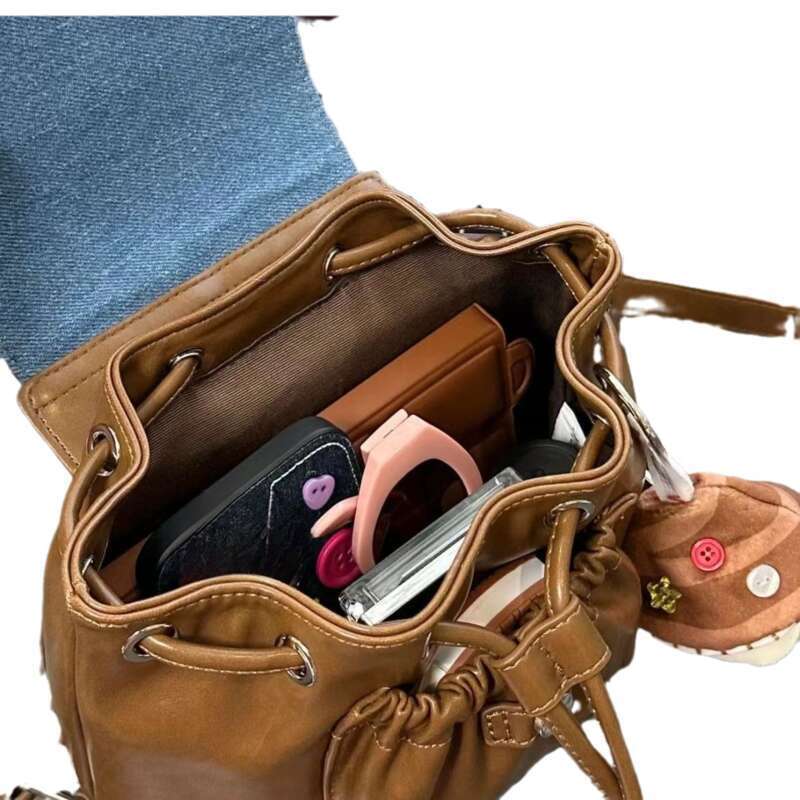 Versatile Cowboy Splicing 2024 Summer New Student Cute Plush Bear Backpack Hanging_voghion.com