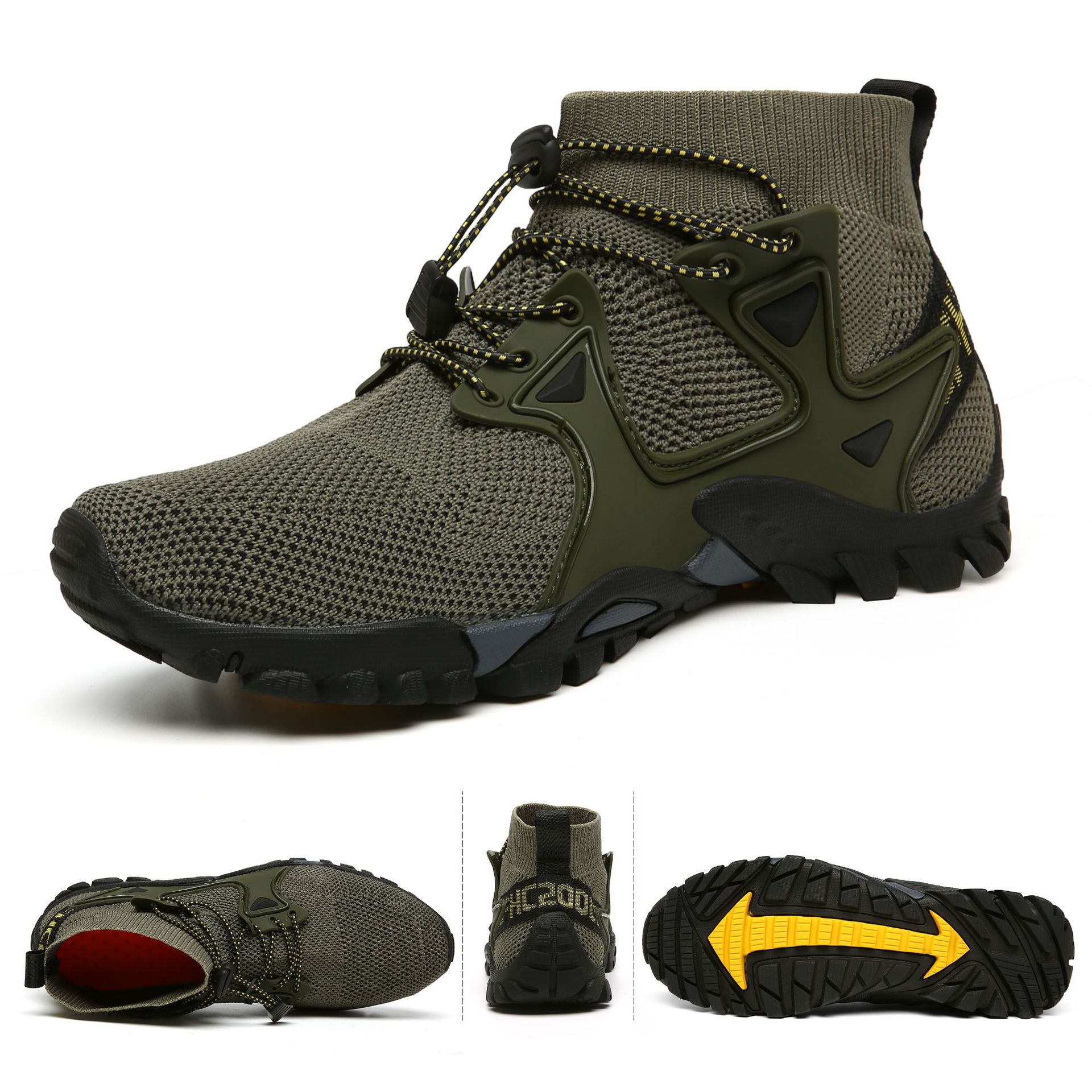 2024 Primavera/Verão Novo Tamanho Grande Casal Caminhadas Ao Ar Livre Respirável Flyknit Sapatos de Montanhismo Masculino 319_voghion.com