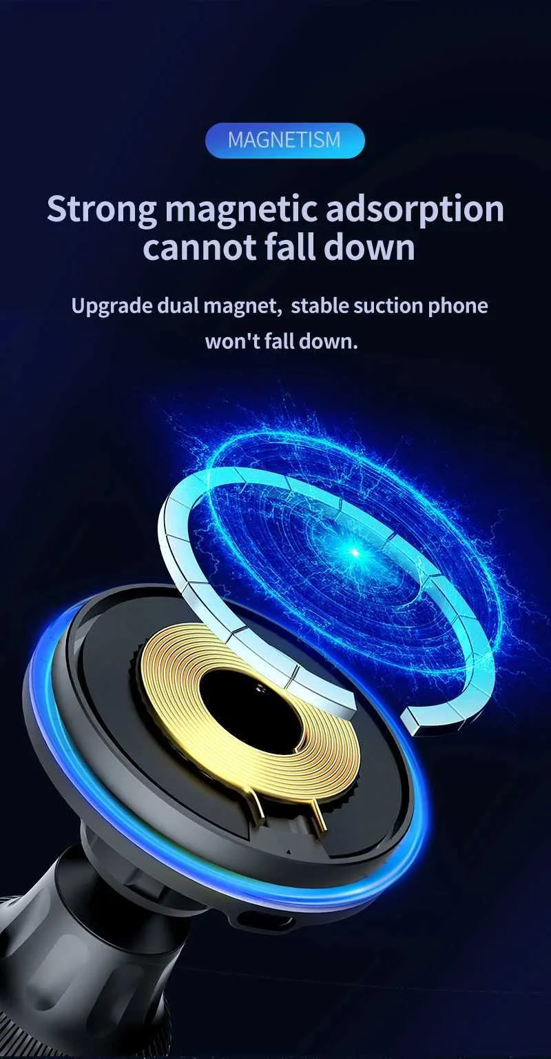 RGB Drahtlose Ladegerät Geeignet Für IPhone 12 13 15 Pro Max Mini Magnetische Auto Telefon Stand Halterung Installation Schnell_voghion.com