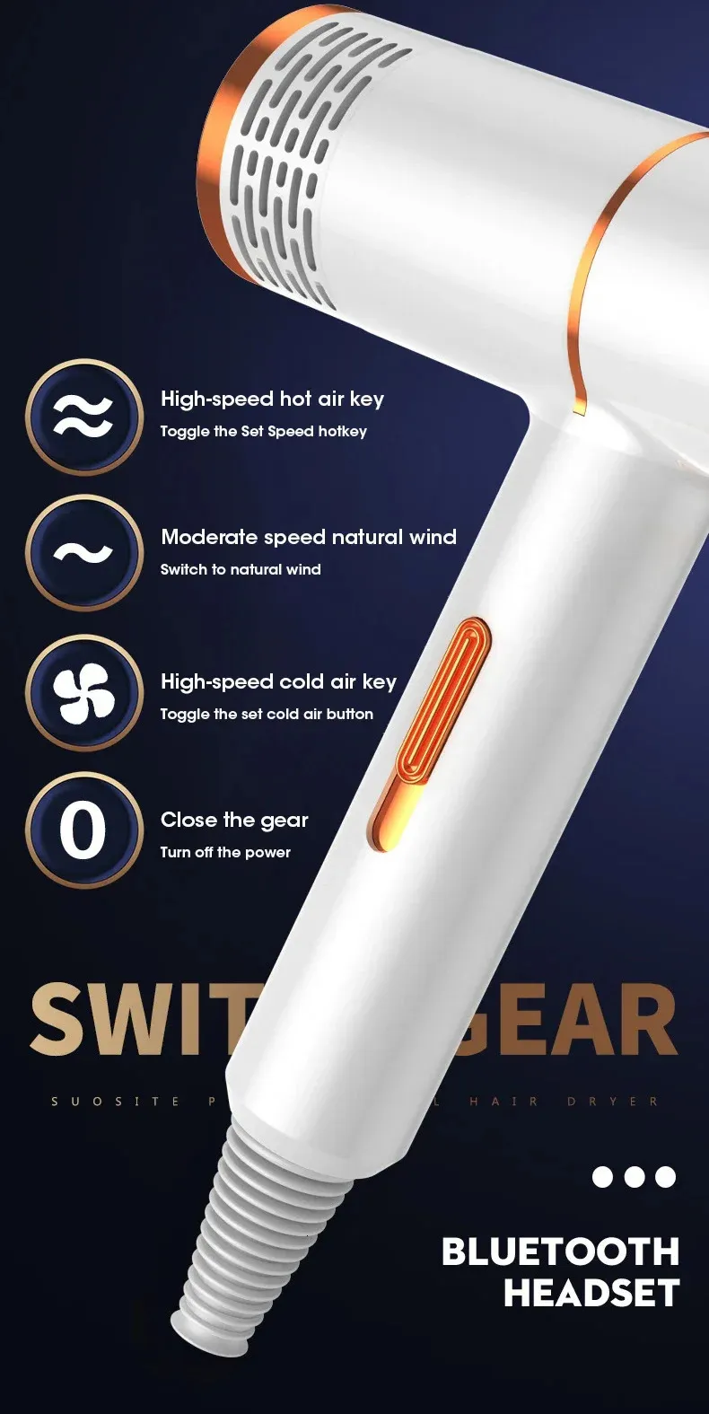 Luxury Ionic Blow Dryer - Salon Cold Wind Professional Styler_voghion.com