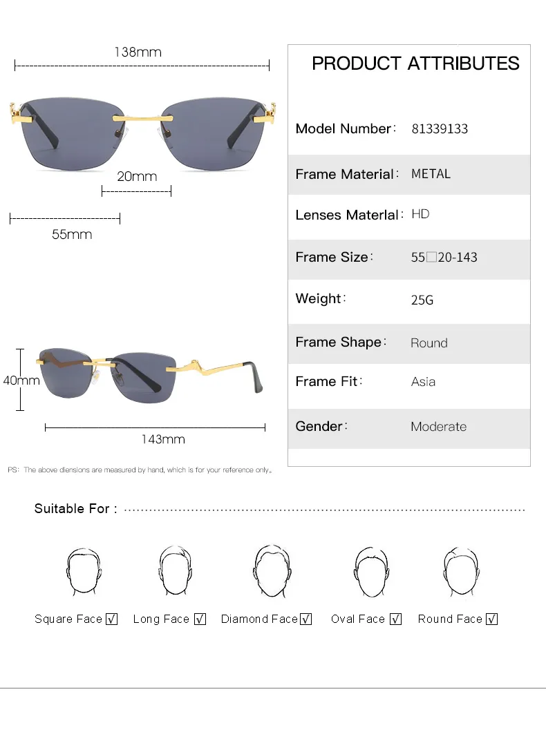Leopard Frameless multiple styles Men Fashion Trend Street Shooting Sunglasses Women Personality business affairs Mirror_voghion.com