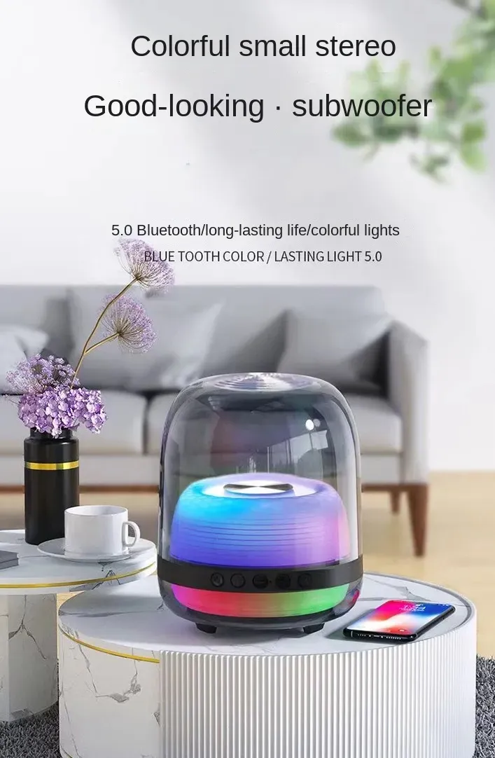 L21 Farblichter Drahtloser Bluetooth-Lautsprecher mit Subwoofer TWS Ambientelicht Audio Tragbarer Mini-Heimgebrauch im Freien_voghion.com