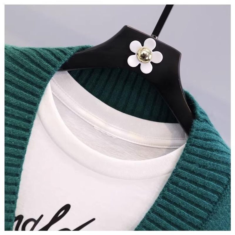 Women's Clothing Fat mm stylish horn button letter sweater jacket for women autumn and winter new large size loose lazy_voghion.com