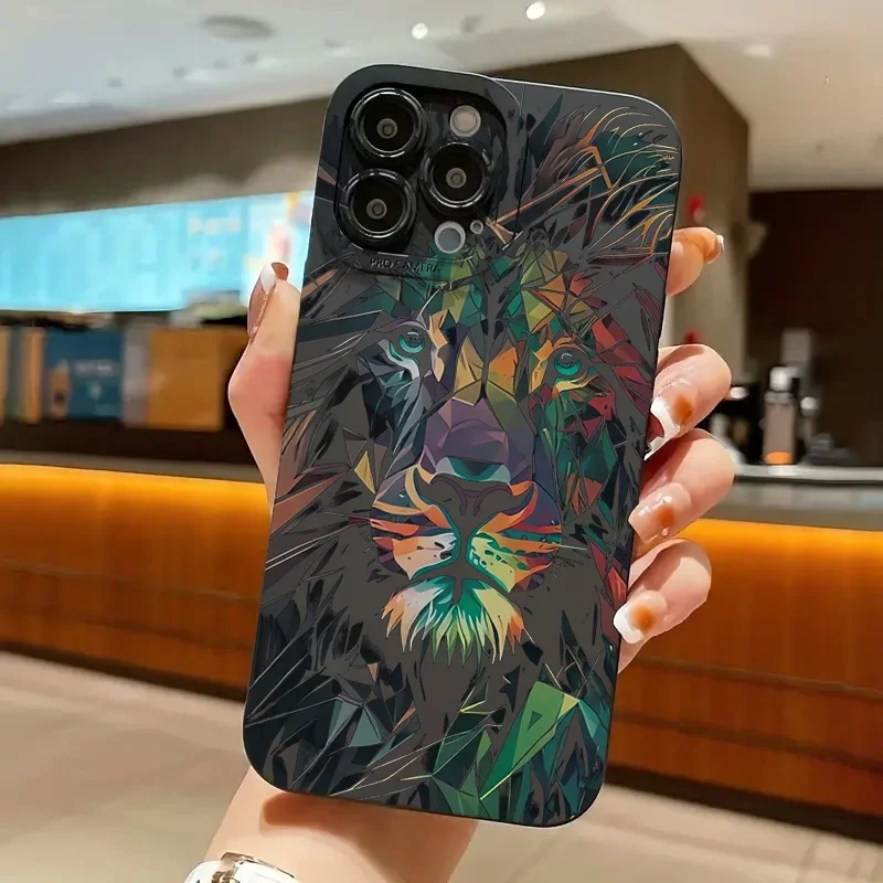 Colorful Lion Phone Case For Iphone Matte Shockproof Cover_voghion.com