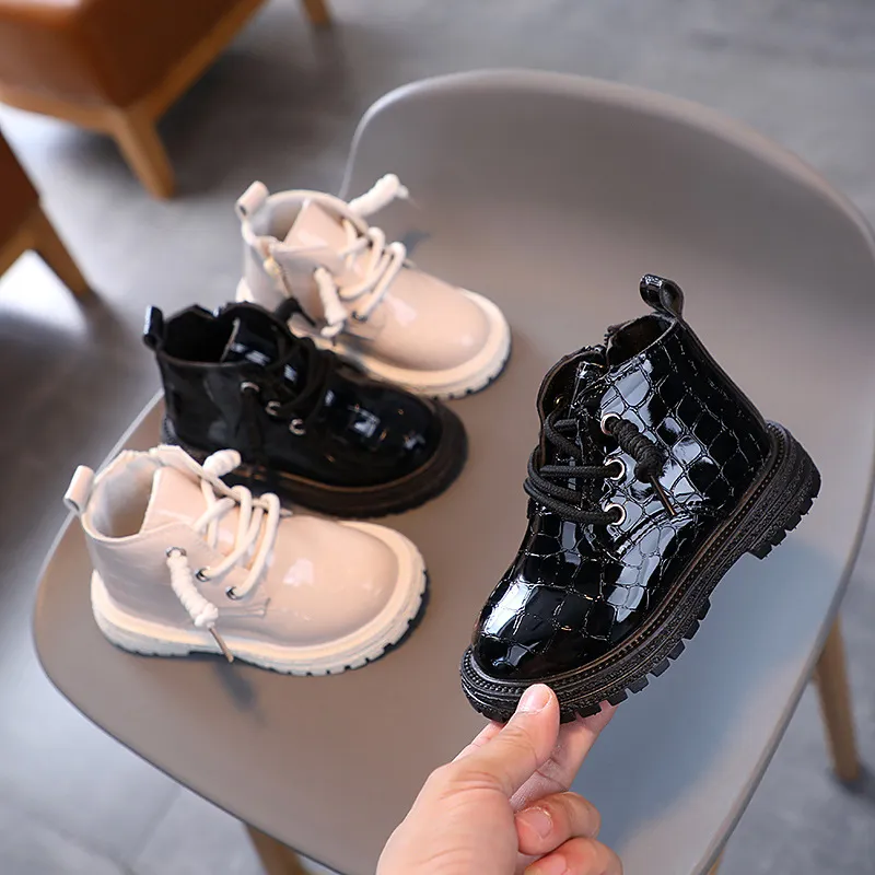 Toddler Girls Crocodile Pattern For Autumn Winter Fashion Children Shoes Littlesprouts Kids Boy Boots Black Beige Size_voghion.com