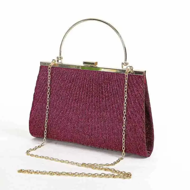 Heißer Verkauf Mond Aprikose Abend Kupplung Partei Kette Schulter Tasche Weibliche Pailletten Hochzeit Geldbörse Handtasche für WomenC241211_voghion.com