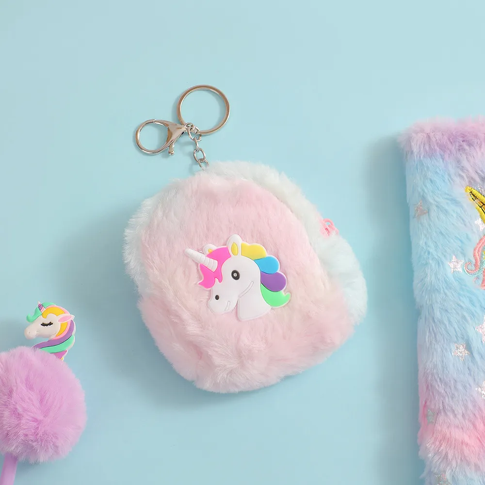 Cartoon Eenhoorn Portemonnee Headset Sleutels Opbergruimte Pluche Sleutelhanger Hanger Muntenbeurs Cadeau Voor Meisjes Tas Hangend Geldbuidel_voghion.com