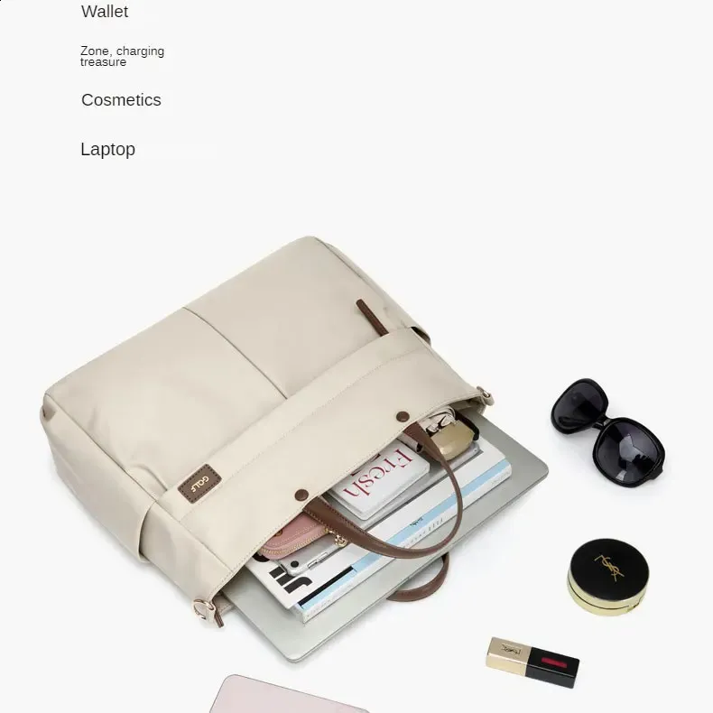 GOLF Briefcase for Women Apricot Document Handbag 14 Inch Business Laptop Tote Bag College Bags Womens Handbags Trend_voghion.com