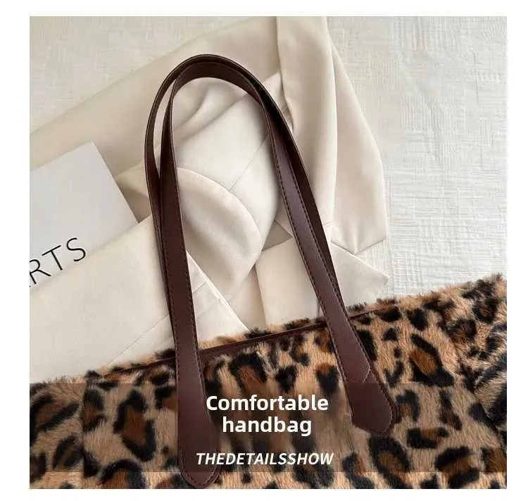 Sacs à main vintage à imprimé léopard pour femme, polyvalents, nouvelle collection hiver, texture pelucheuse, tempérament, généreux_voghion.com