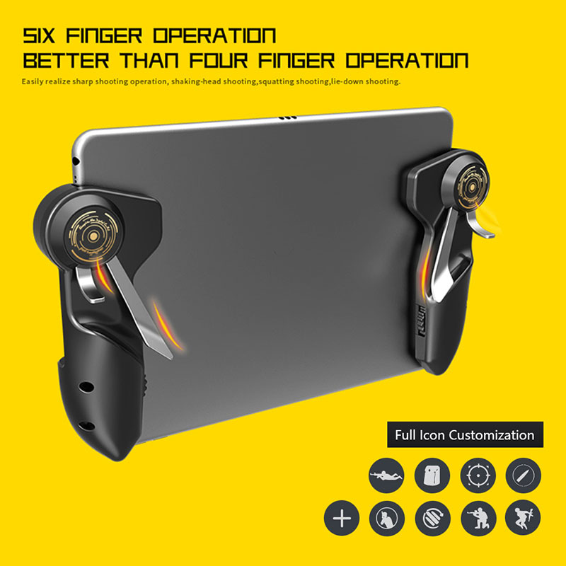 Mobilni krmilnik PUBG s šestimi prsti za iPad, tablični računalnik, igralna palica, sprožilec L1R1, streljanje, ogenj, cilj, gumb, igralna palica, oprijem za Call of Duty_voghion.com