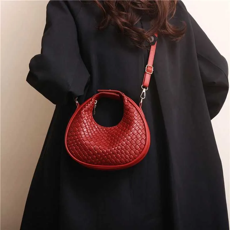 Borsa a tracolla da donna di alta qualità, nuova moda, design di nicchia, stile semplice, borsa a tracolla intrecciata da donna Ba241106_voghion.com
