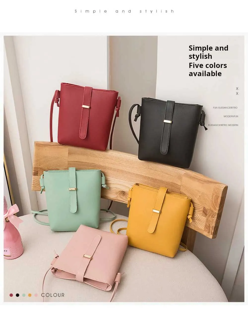 Para mulheres PU Crossbody Square Bolsas femininas Fivela Decorada Senhora Ombro Balde Bolsa Feminina Leve Casual Ba241021_voghion.com