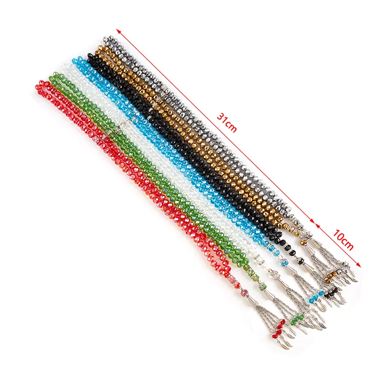 Chains 8mm 99 Beads Crystal Prayer Tasbih Tasbeeh Masbaha Bracelet Islamic Muslim_voghion.com