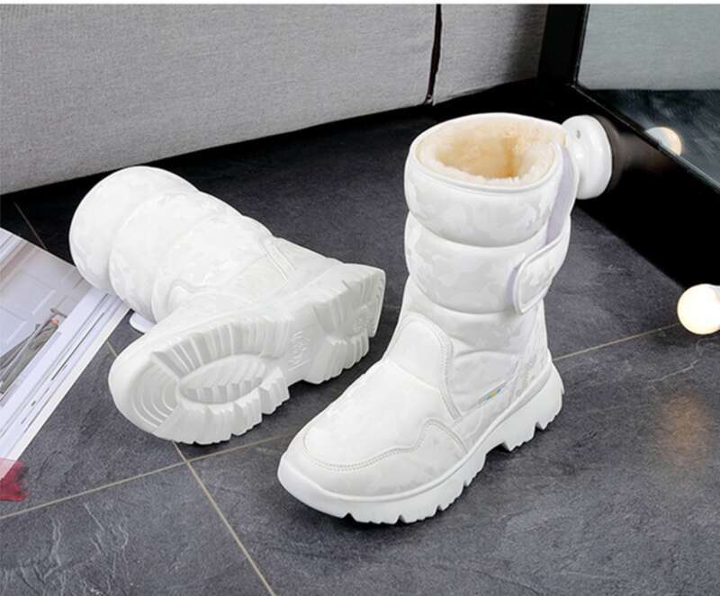 A Great Partner For Skiing Tourism! White Snow Boots For Parent-child Men And Women, Non Slip And Warm_voghion.com