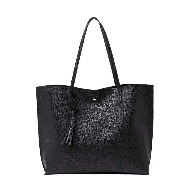 New Trend Women Single Shoulder Bag Casual Large Capacity Pu Lychee Pattern Tassel Outdoor SimpleC241105_voghion.com