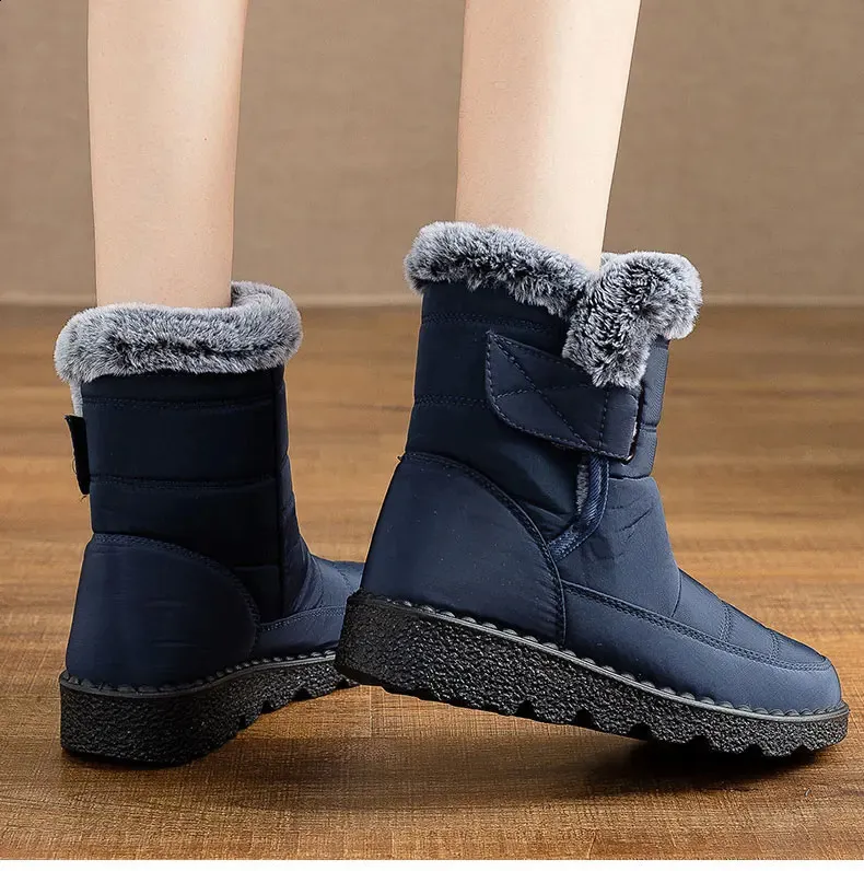 Women Fur For Woman Ankle Winter Botas Mujer Trend Low Heels Snow Boots Platform Shoes Female 240830_voghion.com