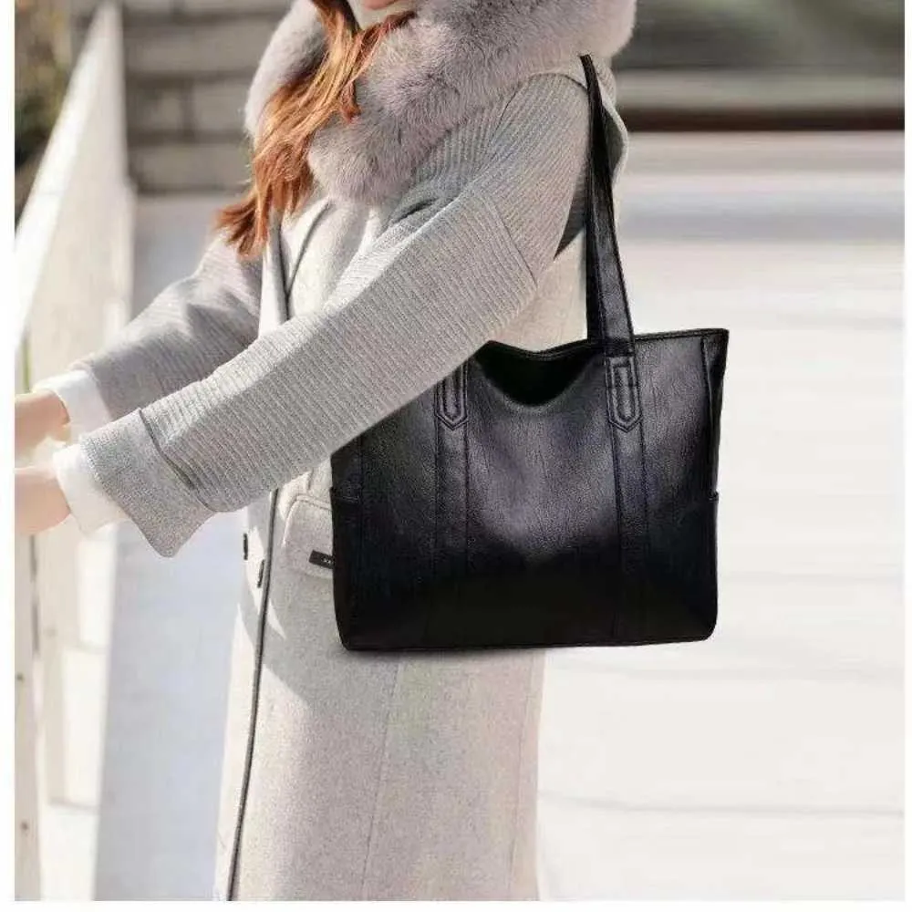 Large Women's Leather Tote Shoulder Bag Set - Stylish Handbag_voghion.com