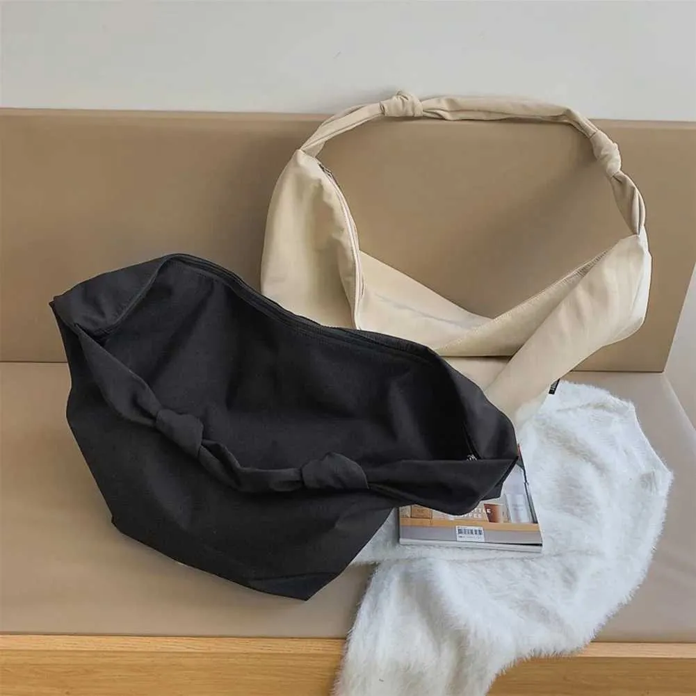 Schultertasche Große Kapazität Fem Handtasche Lässig FI Tragbare Feste Farbe Einfache Leinwand Elegante Wochenende Schultern Y241109_voghion.com