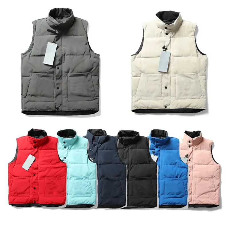 Gilet sans manches pour homme, veste de créateur, badge brodé, duvet, matériau rempli de plumes pour femme, graphite, gris, noir et blanc, bleu_voghion.com