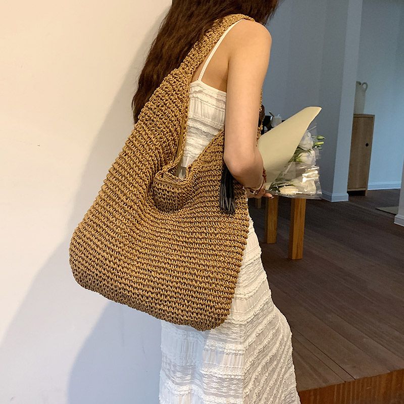 Neu Sommer Frauen Reise Stroh Taschen Rattan Schulter Crossbdoy Handarbeit Gewebt Strand Tasche Weiblichen Große_voghion.com