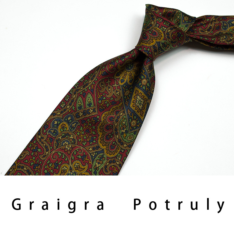 Men's Ties & Handkerchiefs replacement burgundy second-hand coffee color imported quality mulberry silk printed silk paisley men's tie extra wide_voghion.com
