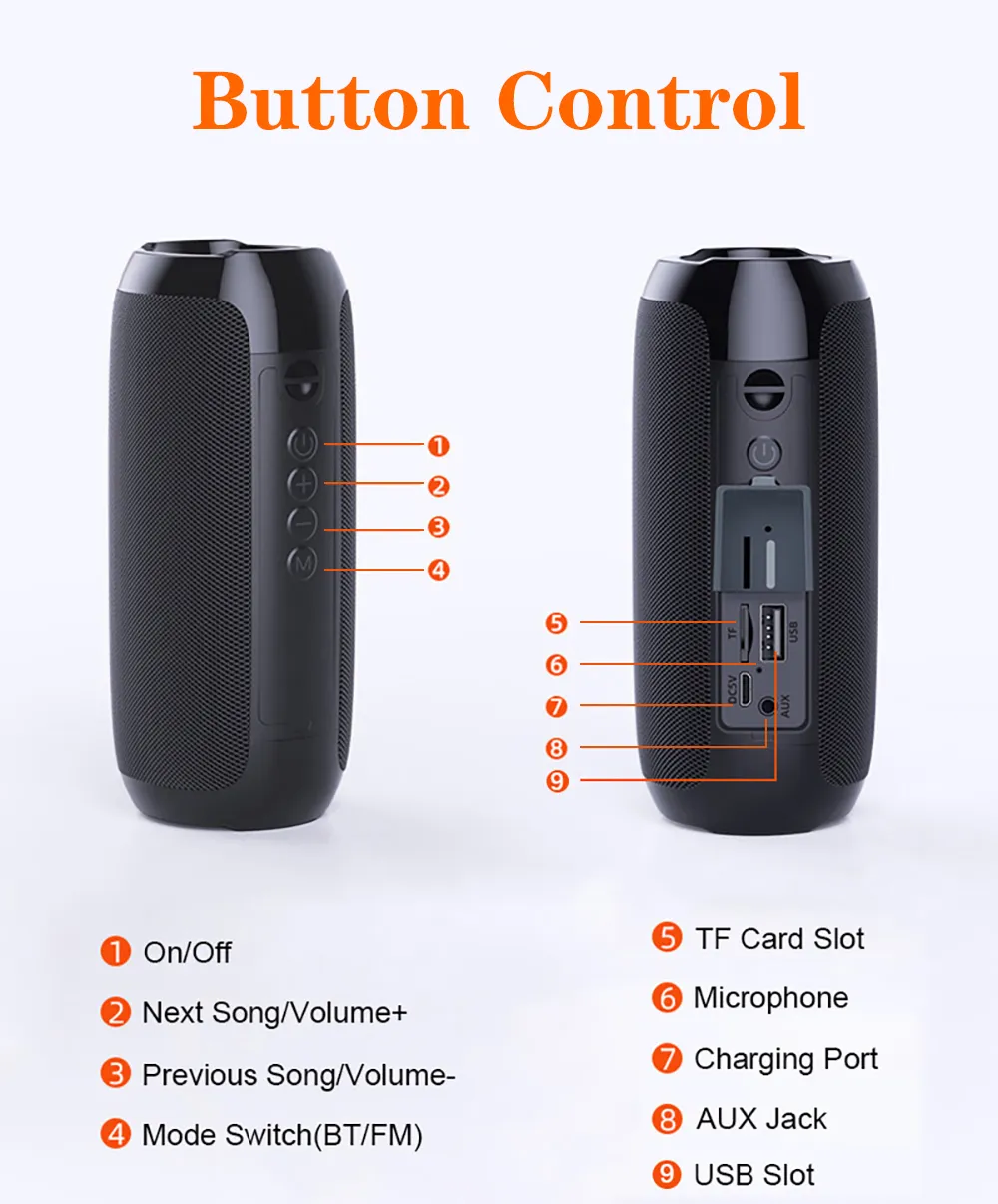 Waterproof Speakers Outdoor TG117 Portable Bluetooth-compatible Wireless Bass Column Computer Sound Box Radio USB_voghion.com