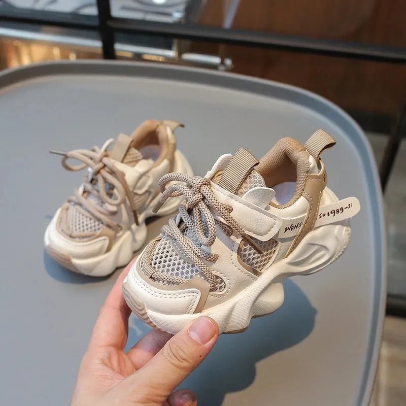Childrens mesh breathable short chubby TPR running for boys and girls childrens casual sports shoes white tennis 3 4 5 6_voghion.com