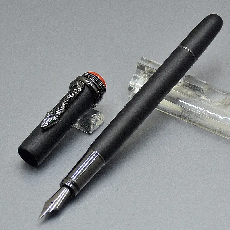 wholesale Wholesale High Grade Matte Black Snake Clip Ballpoint Pen / Roller Ball Pen Business Office Stationery Writing Gift Ink Fountain Pens_voghion.com