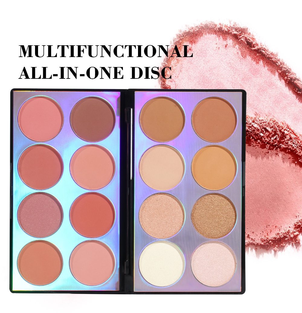 Makeup Matte Blush Contouring All In One Face Brightening Highlight Pearlescent Eyeshadow Palette_voghion.com